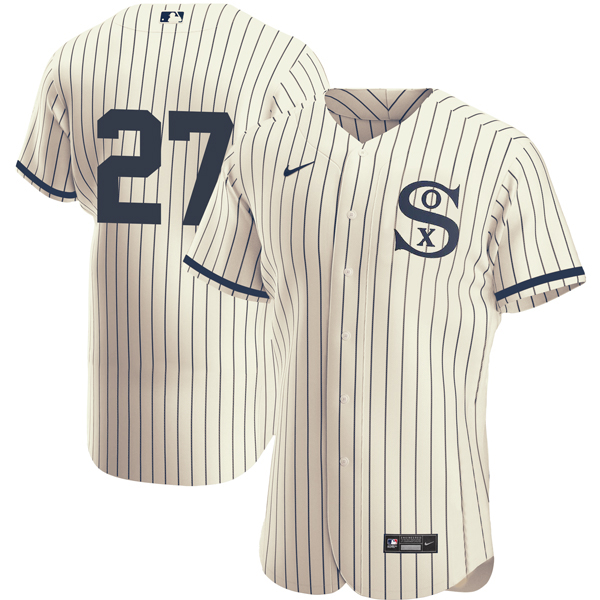 Men's Chicago White Sox #27 Lucas Giolito 2021 Cream/Navy Field of Dreams Flex Base Stitched Jersey